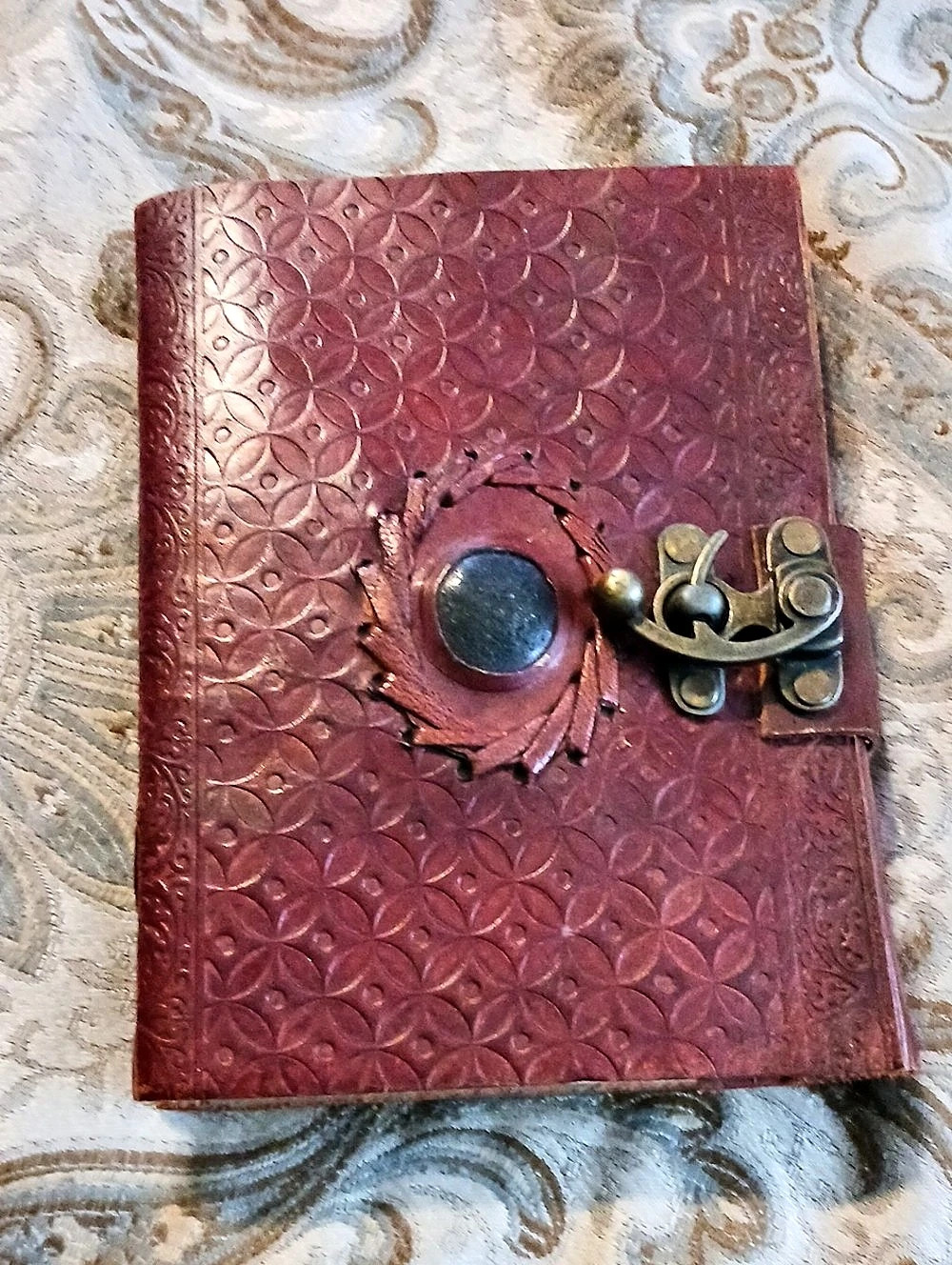 Embossed Leather Journal Burgundy
